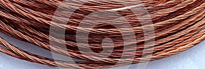Copper  metal background texture. Copper wire