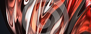 Copper Metal Thin Plate Wavy, Surfaced, Liquid-like Elegant and Modern 3D Rendering Abstract Background photo