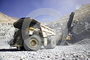 Copper mining truck in Chile