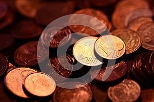 Copper money in 2 and 1 euro cents