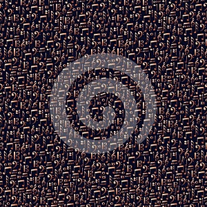 Copper music notes seamless pattern background