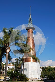 Copper obelisk, Marbella, Spain.