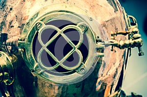 Copper old diving helmet
