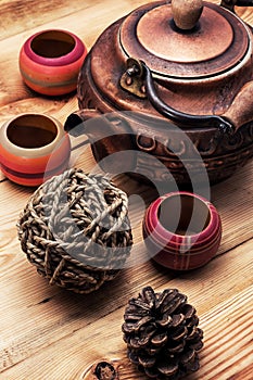 Copper old tea-pot