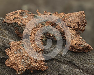 copper ore sample on rock