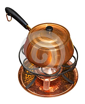 Copper pan on burner