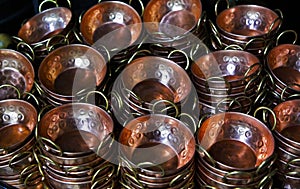 Copper pans at the municipal market in Belo Horizonte