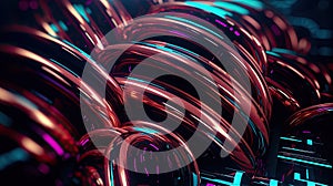 3d rendering of abstract technology copper pipe background. Futuristic Sci-Fi background