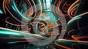 3d rendering of abstract technology background. Futuristic Sci-Fi