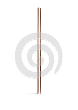 Copper pipe isolated on white background with shawod. 3d rendering