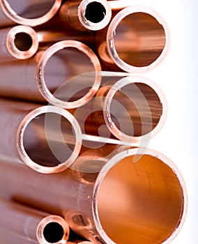 Copper pipes of different diameter