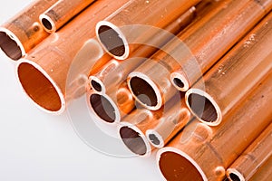 Copper pipes of different diameter