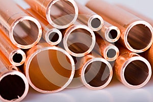 Copper pipes of different diameter