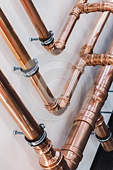 Copper pipes and fittings for carrying out plumbing