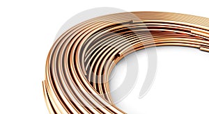 Copper pipes on white background. 3d Illustrations
