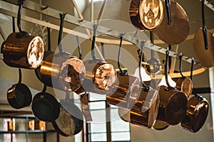 Copper Pots Hanging