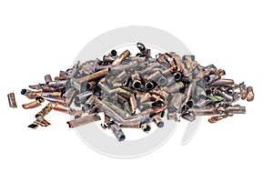 Copper scrap on a white isolated background