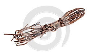 Copper scrap on a white isolated background