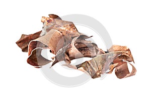 copper shavings on a white isolated background