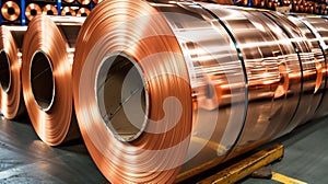 Copper Sheet Metal Rolls in Warehouse Storage