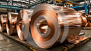 Copper Sheet Metal Rolls in Warehouse Storage