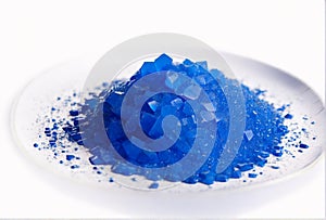 Copper sulphate on white background photo