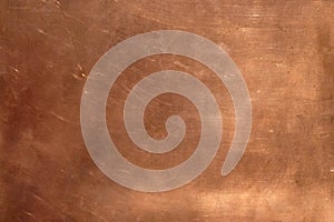 Copper surface with sunlight. Copy space. Minimalism.
