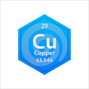 Copper symbol. Chemical element of the periodic table. Vector stock illustration
