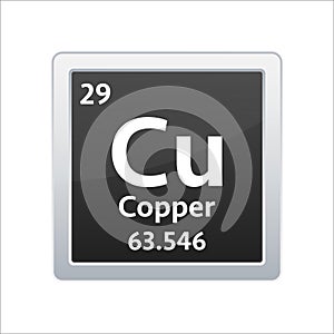 Copper symbol. Chemical element of the periodic table. Vector stock illustration