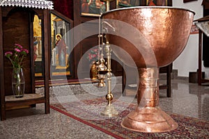 Copper tray for bulgarian orthodox baptising ceremony