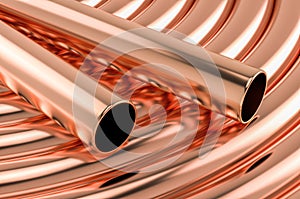 Copper Tubing Coils background, 3D rendering