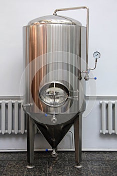 Copper tun for brewing at brewery