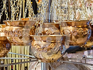 Copper Turkish incense burner in a local bazaar