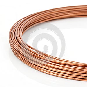 Copper Wire Conductor Electrical Cable Solid Core isolated on white background