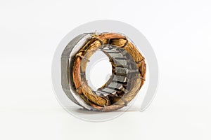 Copper wire in machine on white background