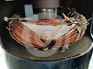 copper wire winding on air conditioner compressor