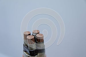 The copper wires in electric power cable