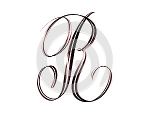 Copperplate style letter R - hand lettering. photo