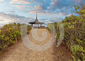 The Coppins Lookout gazebo at dusk. Sorrento back beach, Morning