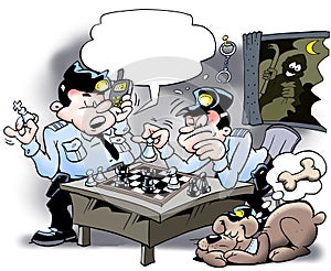 Cops playing chess - Thief is at stake photo