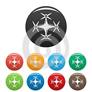 Copter drone icons set color