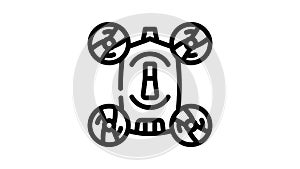copter robot line icon animation