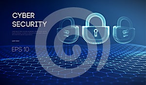 Coputer internet cyber security background. Cyber crime vector illustration. digital lock