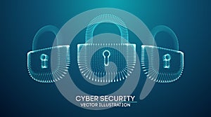 Coputer internet cyber security background. Cyber crime vector illustration. digital lock