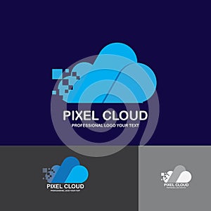 Modern Pixel Cloud logo designs concept vector