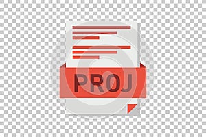 Vector illustration of PROJ document icon on transparent background symbolizing document format or type