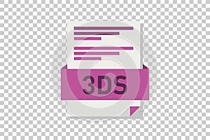 Vector illustration of 3DS document icon on transparent background symbolizing document format or type