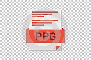 Vector illustration of PPG document icon on transparent background symbolizing document format or type