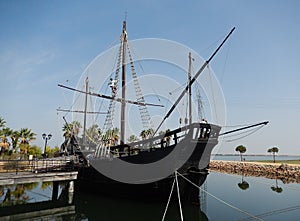 Copy of the Christopher Columbus caravel Pinta, Huelva province, Spain