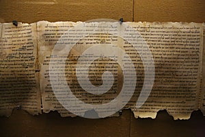 Copy of the Dead Sea Scrolls in Qumran